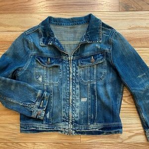 RL Denim & Supply Distressed Zip Up Denim Jacket
